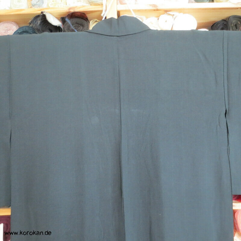 Hitoe Sha Seiden Kimono, anthrazit, halbtransparent