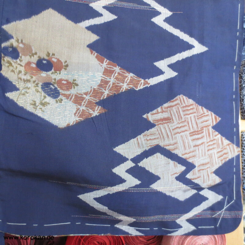 Japan Art Deco Matsukawabishi Zacken Meisen Seiden Haori - Jacke