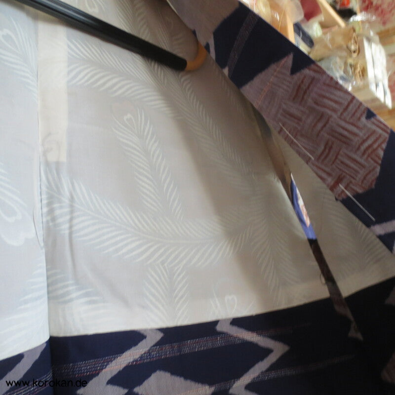 Japan Art Deco Matsukawabishi Zacken Meisen Seiden Haori - Jacke