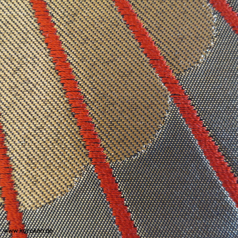 Jigami Fächer Brokat Fukuro Obi schwarzgrundig