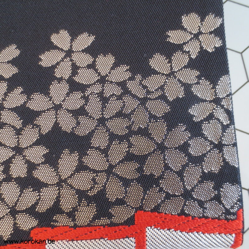 Jigami Fächer Brokat Fukuro Obi schwarzgrundig