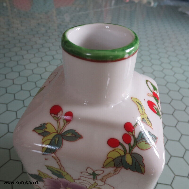 rechteckige Porzellan Sake Flasche mit Deckel, Päoniendekor