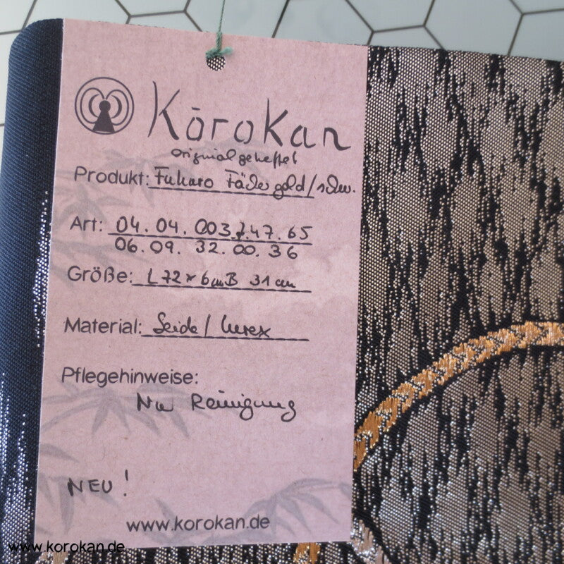Jigami Fächer Brokat Fukuro Obi schwarzgrundig
