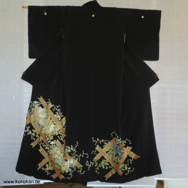 Bambus / Kiku / Gold Tomesode Seiden Kimono