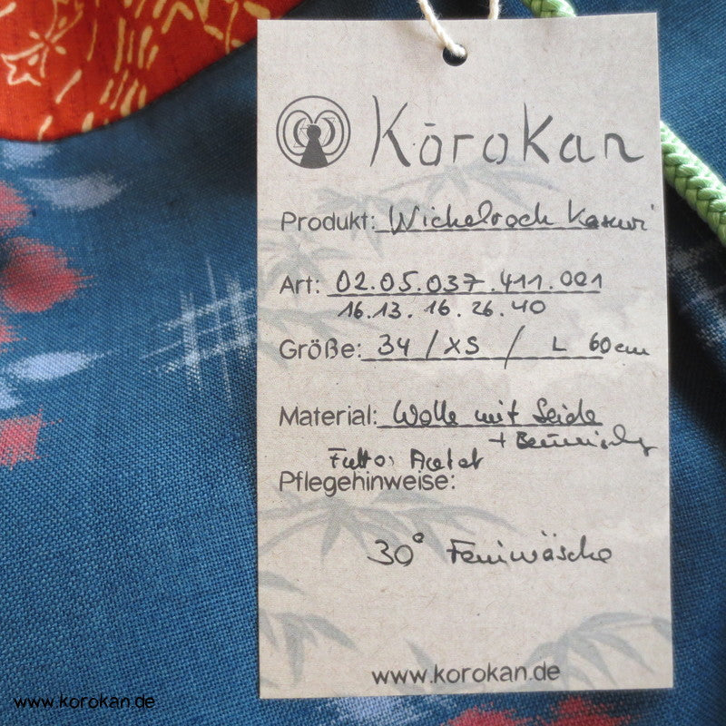 Schmetterlinge Kasuri Wollstoff Wickelrock mit Obi Bund, Obijime