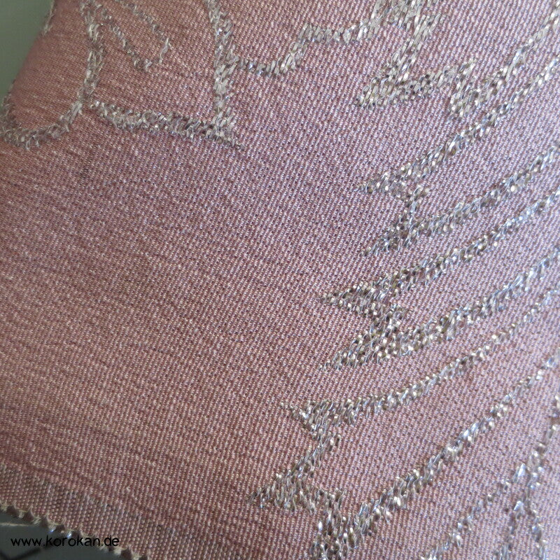 Lurex - Urushi Seidenbrokat Kimono Araihari, Silber Blumen auf rosa
