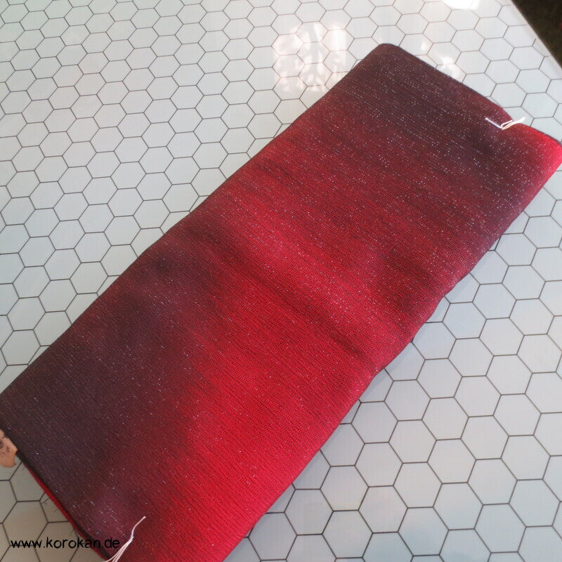 Lurex - Urushi Seiden Kimono Araihari, rot schwarz silber Ombré