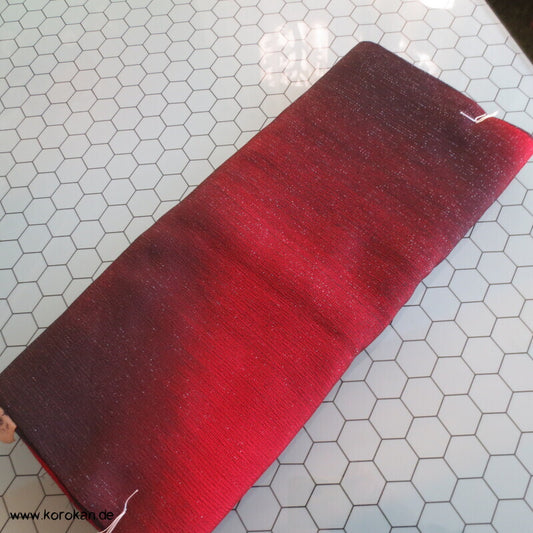 Lurex - Urushi Seiden Kimono Araihari, rot schwarz silber Ombré