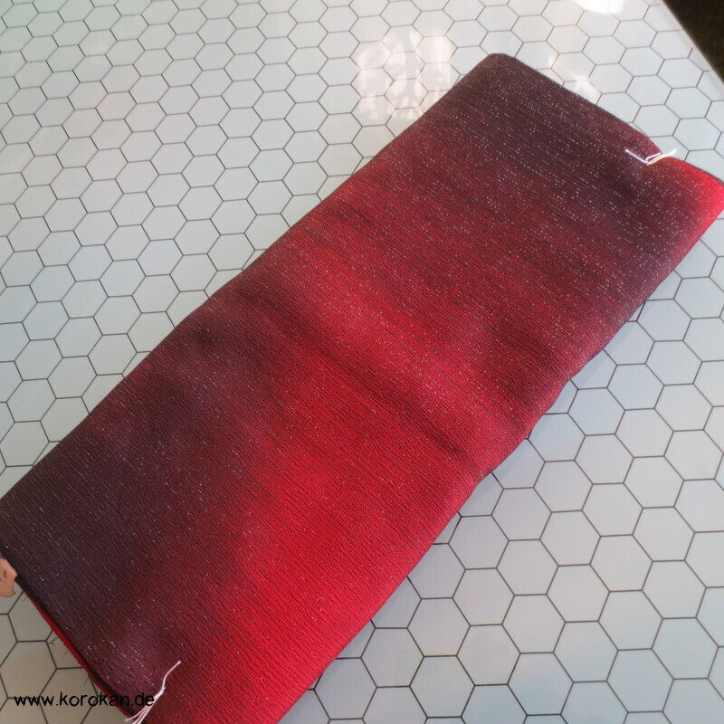 Lurex - Urushi Seiden Kimono Araihari, rot schwarz silber Ombré