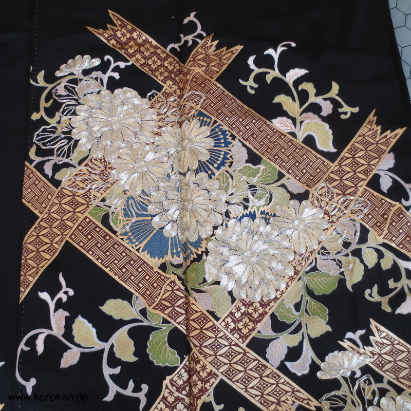 Bambus / Kiku / Gold Tomesode Seiden Kimono