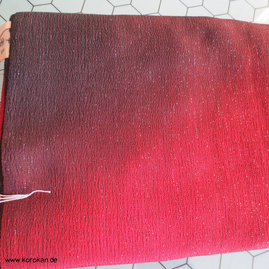 Lurex - Urushi Seiden Kimono Araihari, rot schwarz silber Ombré