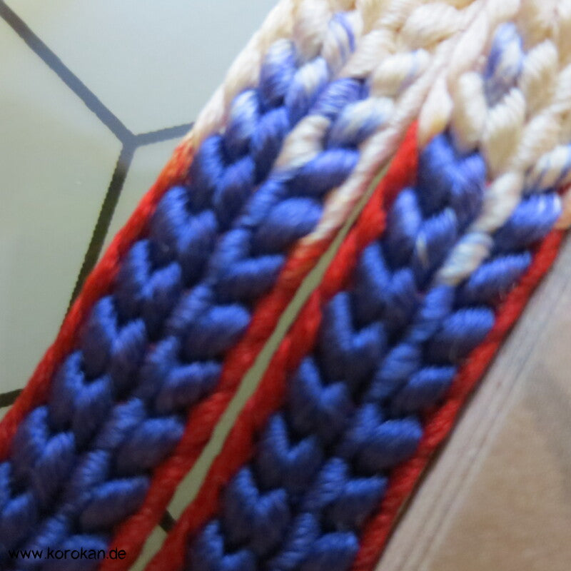 Haori Himo - blau - weiß - rot ohne Troddeln