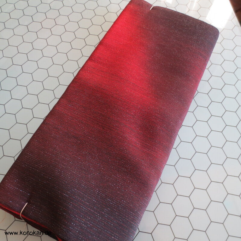 Lurex - Urushi Seiden Kimono Araihari, rot schwarz silber Ombré