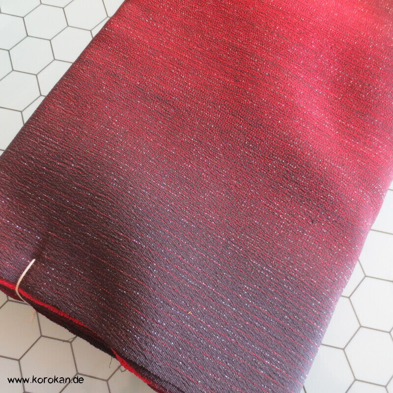 Lurex - Urushi Seiden Kimono Araihari, rot schwarz silber Ombré