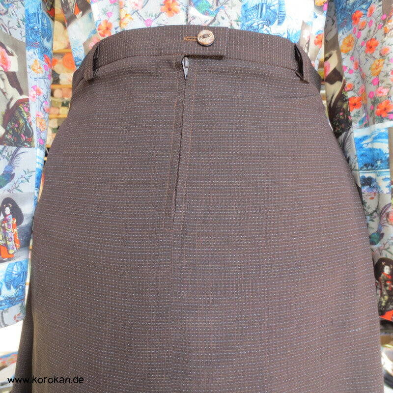 Kimono Tsumugi Seiden Kasuri Karo 5 Bahnen Falten Rock