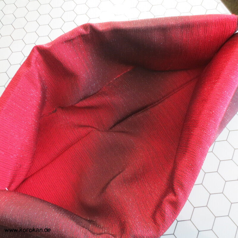 Lurex - Urushi Seiden Kimono Araihari, rot schwarz silber Ombré