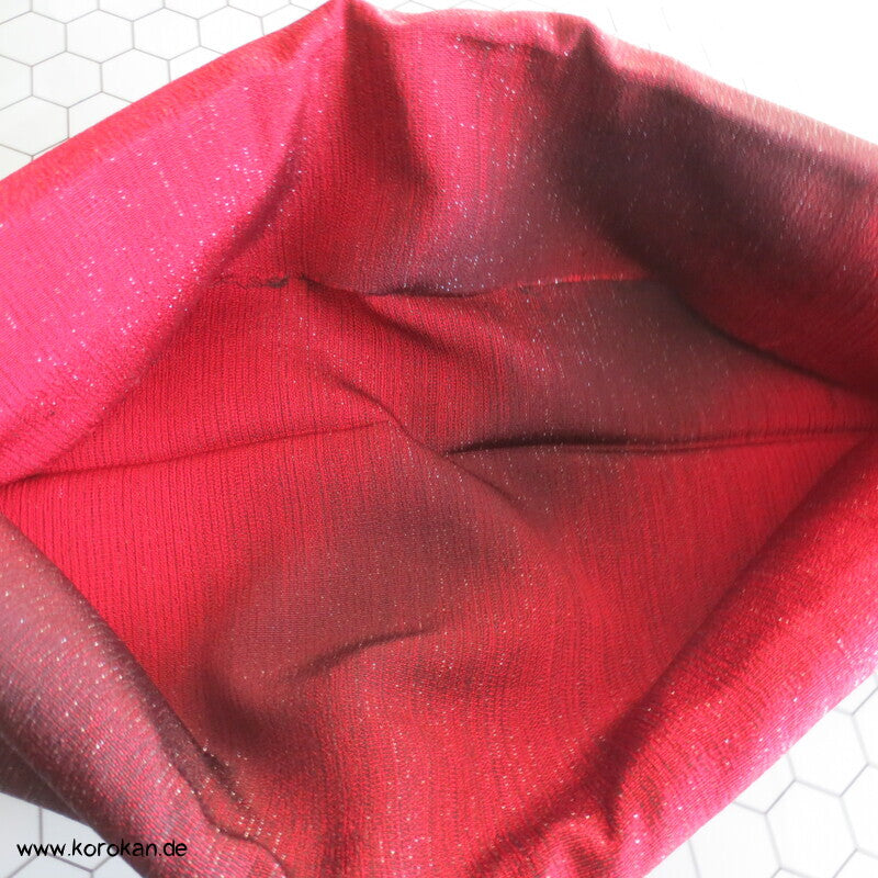 Lurex - Urushi Seiden Kimono Araihari, rot schwarz silber Ombré