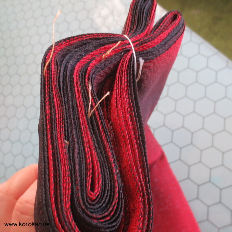 Lurex - Urushi Seiden Kimono Araihari, rot schwarz silber Ombré