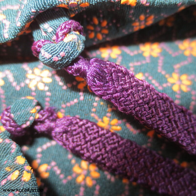 Lacktupfenblüten Triskelen Seidencrepe Haori - Jacke, mit Himo