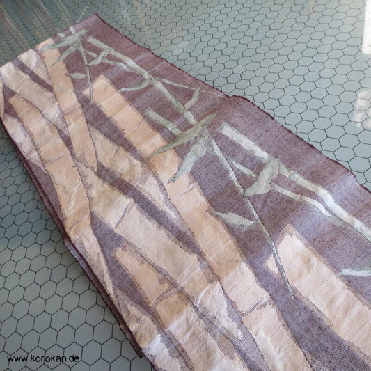 Fukuro / Nagoya Obi grob gewebte Seide mit Bambusmuster