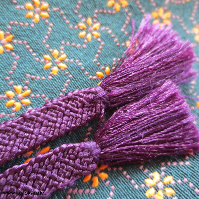 Lacktupfenblüten Triskelen Seidencrepe Haori - Jacke, mit Himo