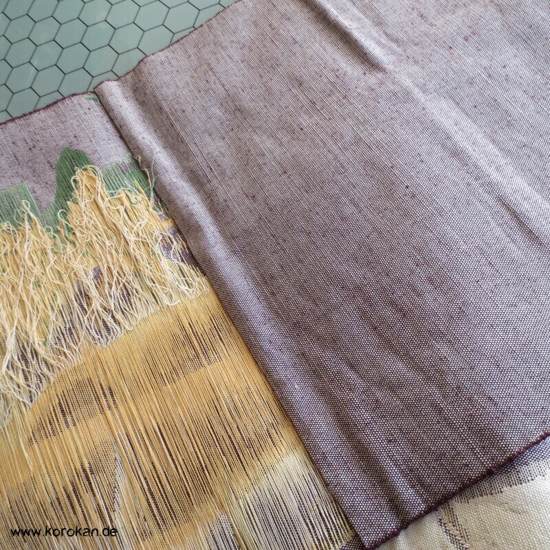 Fukuro / Nagoya Obi grob gewebte Seide mit Bambusmuster