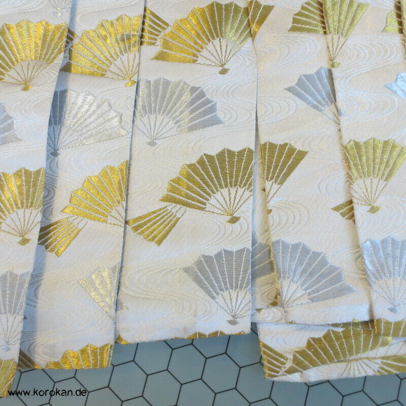 gold und silber Fächer Seidenbrokat Hakama - Umanori Hosen-Typ für Kimono