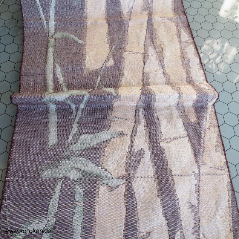 Fukuro / Nagoya Obi grob gewebte Seide mit Bambusmuster