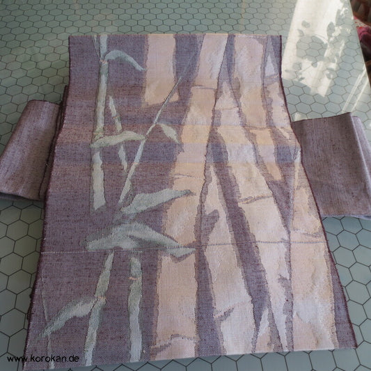 Fukuro / Nagoya Obi grob gewebte Seide mit Bambusmuster