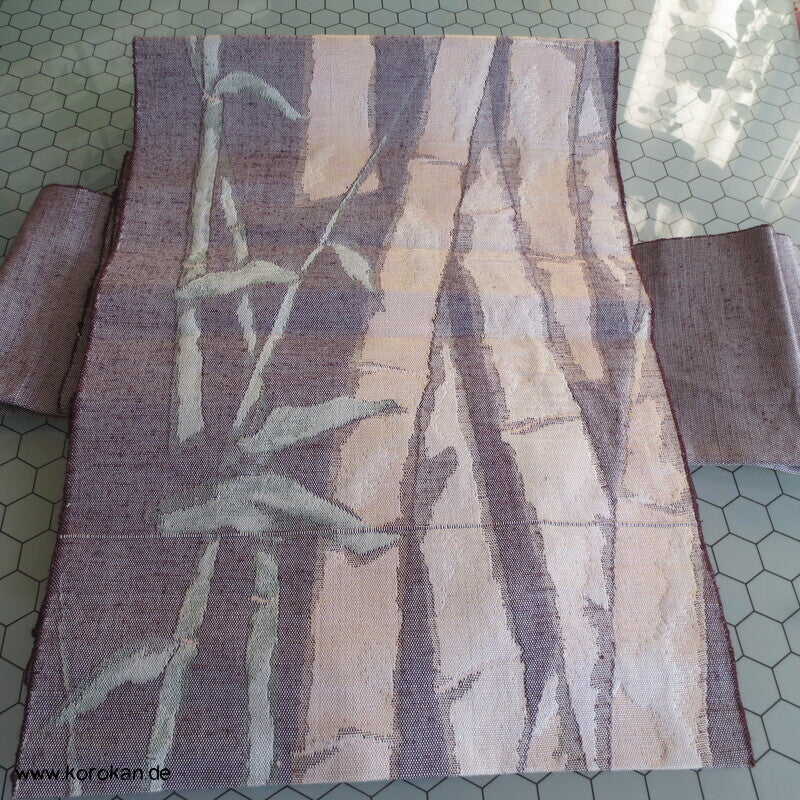 Fukuro / Nagoya Obi grob gewebte Seide mit Bambusmuster