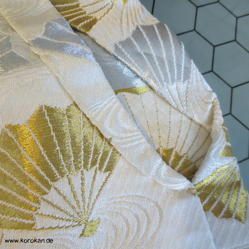gold und silber Fächer Seidenbrokat Hakama - Umanori Hosen-Typ für Kimono