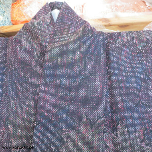 dunkles Ahornblatt Hitoe Mawata Tsumugi Kimono
