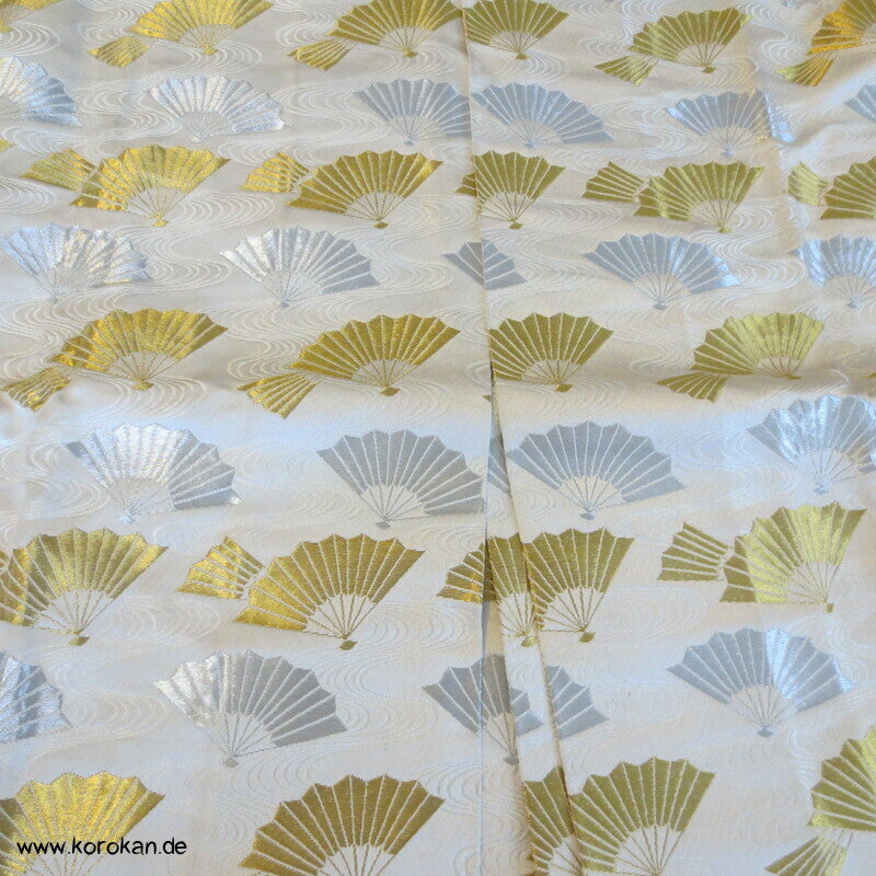 gold und silber Fächer Seidenbrokat Hakama - Umanori Hosen-Typ für Kimono