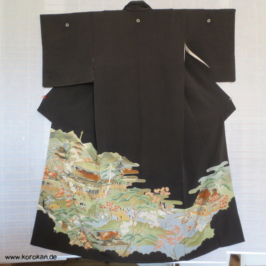 Szene am Hof von Heian Tomesode Seiden Kimono