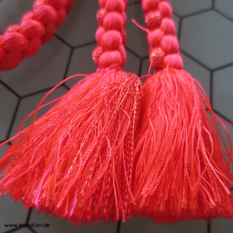 Kordel Obijime, Seide mit Lurex eingeflochten, neonorange