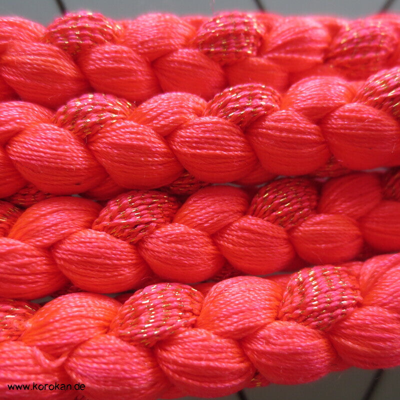 Kordel Obijime, Seide mit Lurex eingeflochten, neonorange