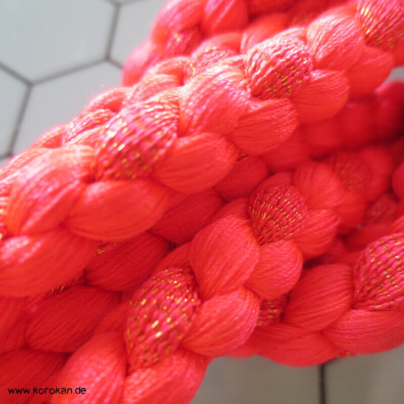 Kordel Obijime, Seide mit Lurex eingeflochten, neonorange