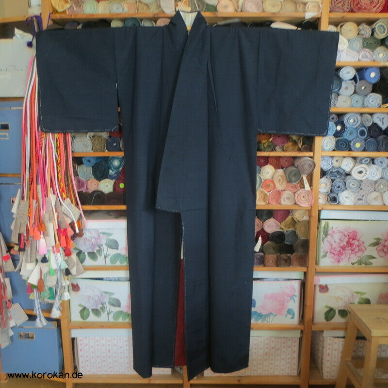 Tsumugi Seiden Kimono, schlicht blau