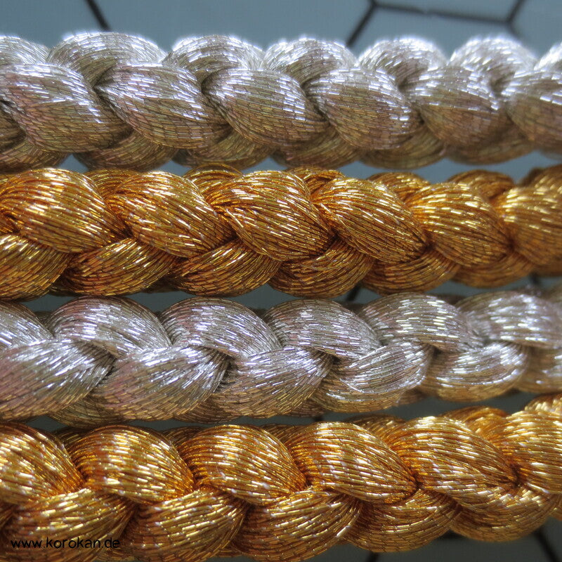 Seiden Obijime Kimonoband, rund, gold silber halb und halb