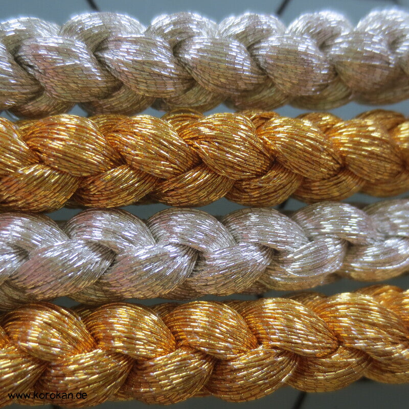 Seiden Obijime Kimonoband, rund, gold silber halb und halb