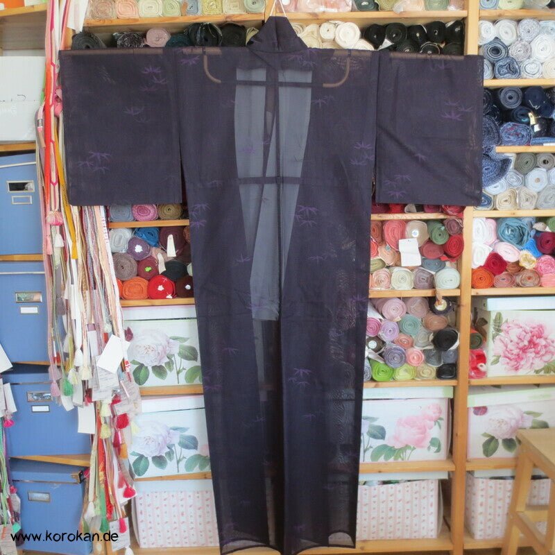 violetter Bambus Hitoe ungefütterter Kimono Sha Seide