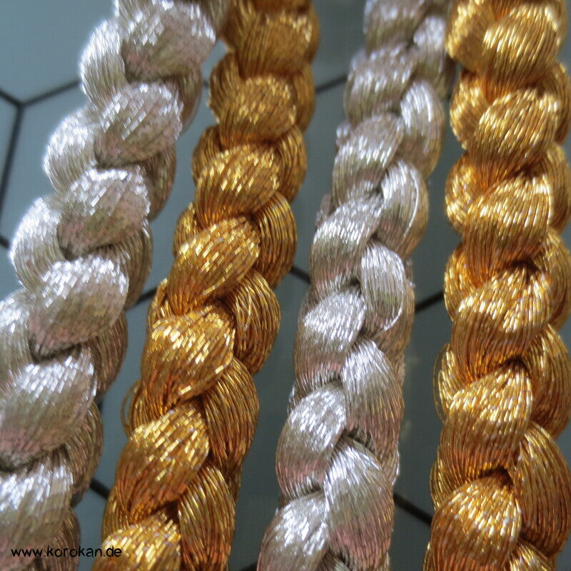 Seiden Obijime Kimonoband, rund, gold silber halb und halb