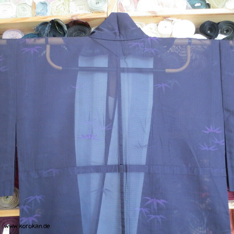 violetter Bambus Hitoe ungefütterter Kimono Sha Seide