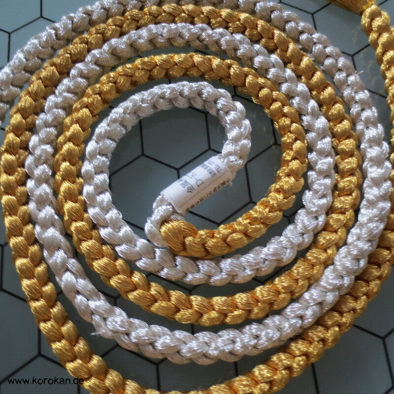 Seiden Obijime Kimonoband, rund, gold silber halb und halb