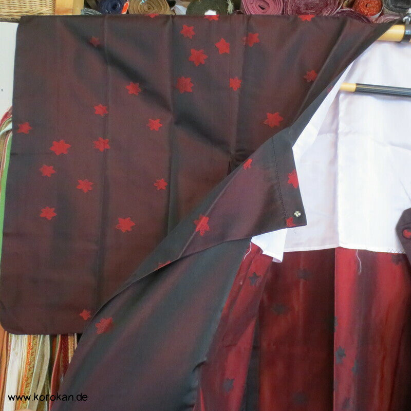 changierende Seide Ahornblatt Michiyuki Kimono Regenmantel