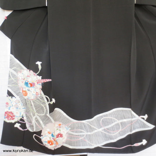 Bambusrollo / Spiegel Tomesode Seiden Kimono