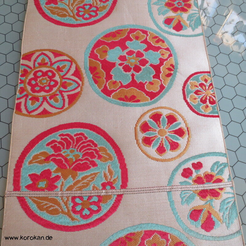 Araihari antiker Seidenbrokat Kimono Obi bunte Spiegel Stoff