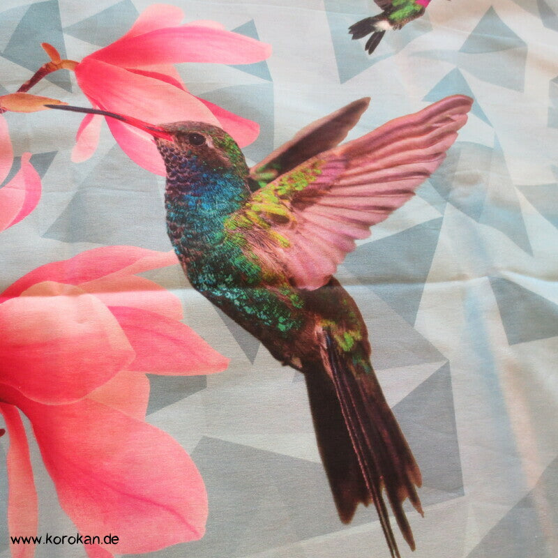 T Shirt Panel Kolibri Magnolien, Hibiskus