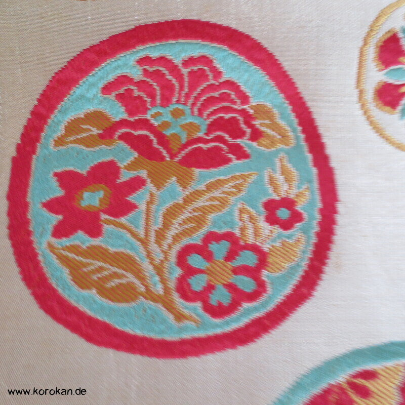 Araihari antiker Seidenbrokat Kimono Obi bunte Spiegel Stoff