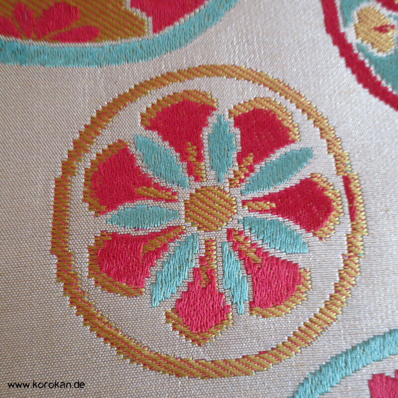 Araihari antiker Seidenbrokat Kimono Obi bunte Spiegel Stoff